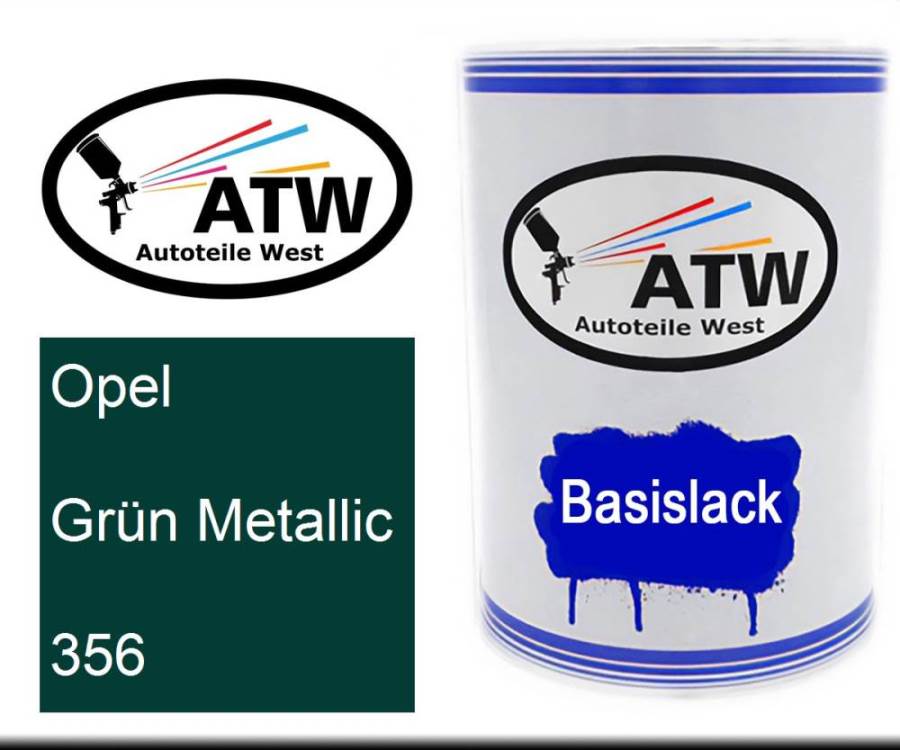 Opel, Grün Metallic, 356: 500ml Lackdose, von ATW Autoteile West.